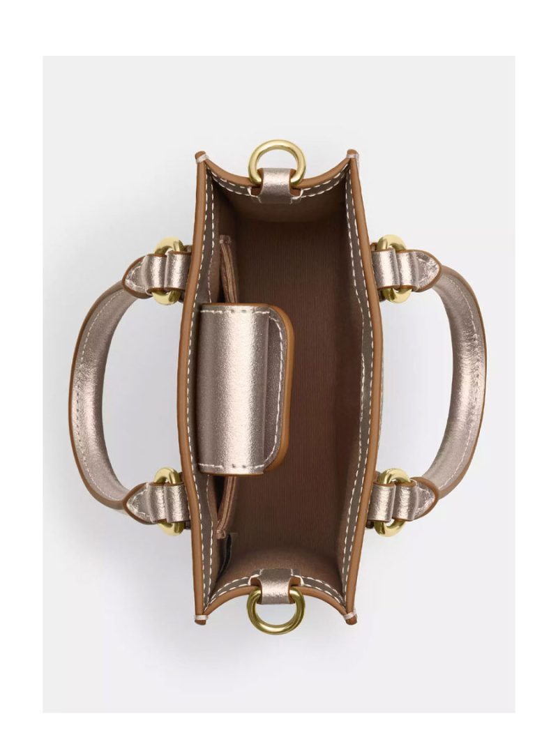 COACH Boxed Mini Tote Bag And Mirror Bag Charm Set In Signature Canvas - Image 3