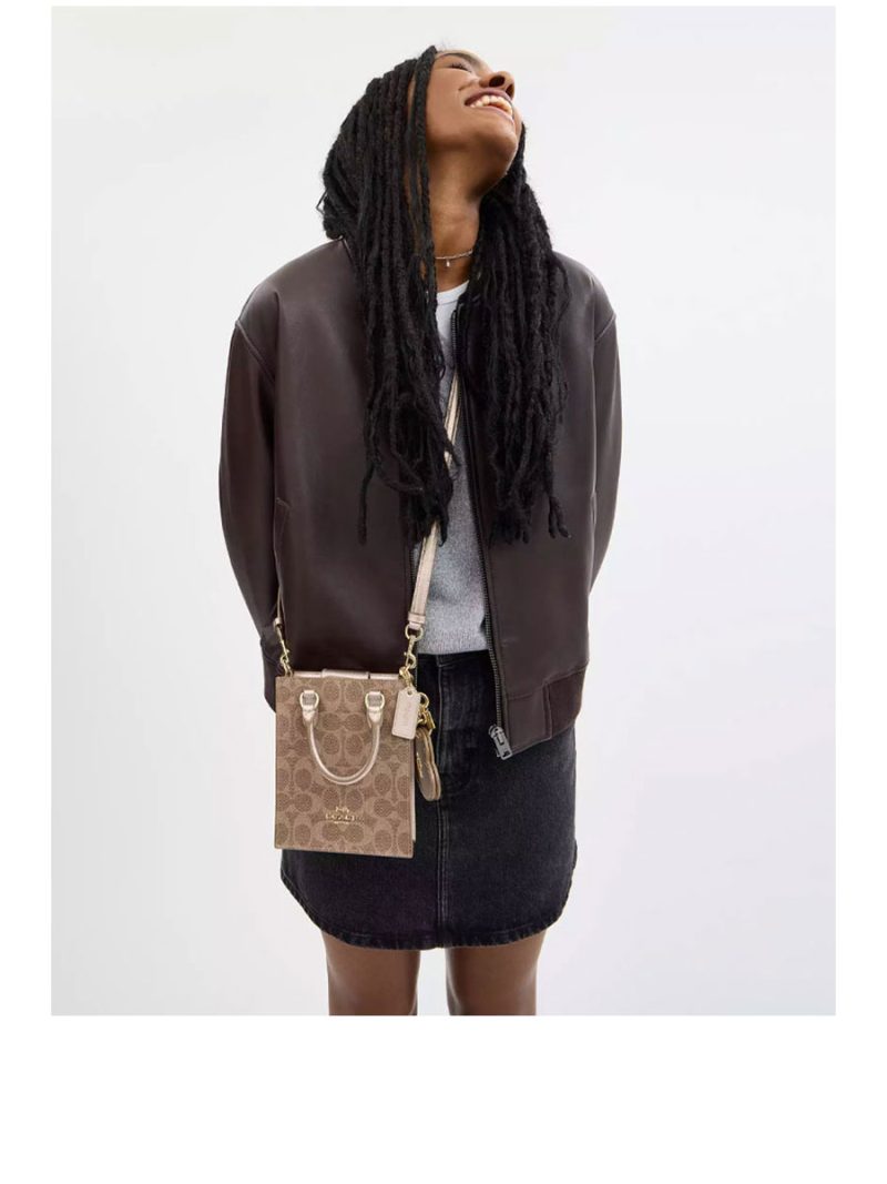 COACH Boxed Mini Tote Bag And Mirror Bag Charm Set In Signature Canvas - Image 7