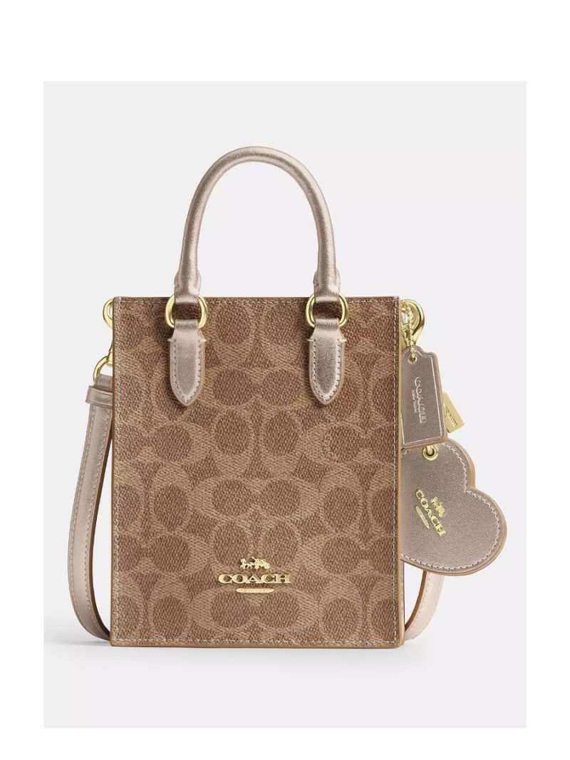 COACH Boxed Mini Tote Bag And Mirror Bag Charm Set In Signature Canvas - Image 2