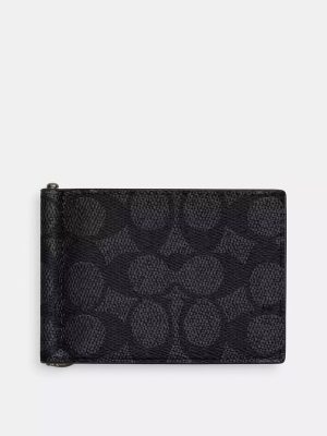 COACH Slim Money Clip Billfold Wallet In Signature Canvas