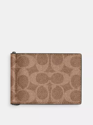 COACH Slim Money Clip Billfold Wallet In Signature Canvas