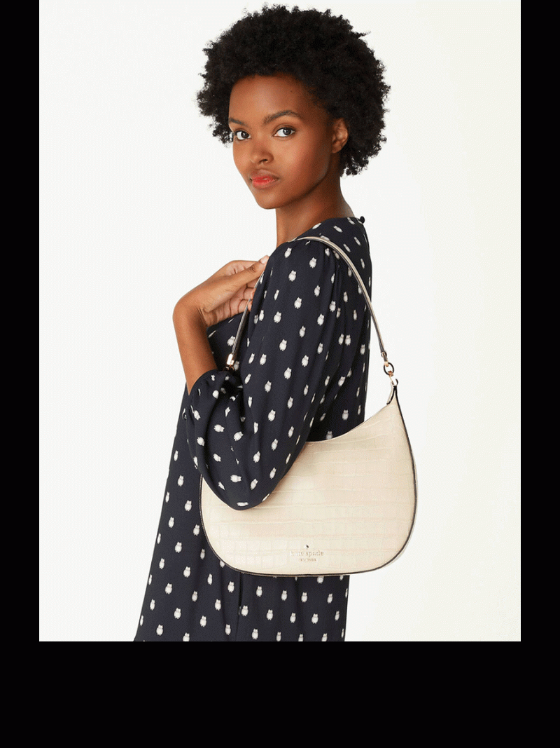 KATE SPADE Janie Croco Embossed Leather Shoulder Bag (Minor Stained) - Image 4