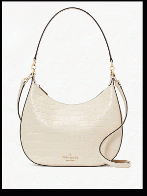 KATE SPADE Janie Croco Embossed Leather Shoulder Bag (Minor Stained)