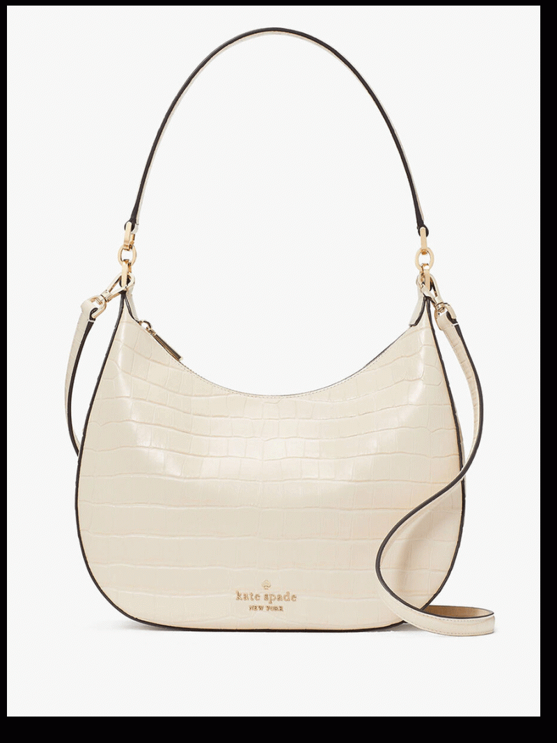 KATE SPADE Janie Croco Embossed Leather Shoulder Bag (Minor Stained)