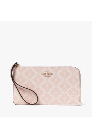 KATE SPADE Lucy Spade Flower Medium L-Zip Wristlet