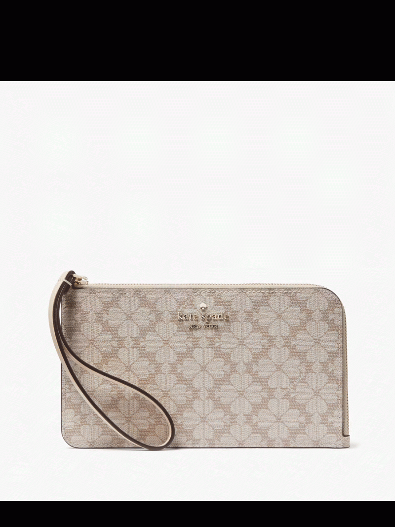 KATE SPADE Lucy Spade Flower Medium L-zip Wristlet