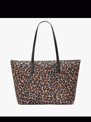 KATE SPADE Kitt Nylon Leopard Extra Large Tote