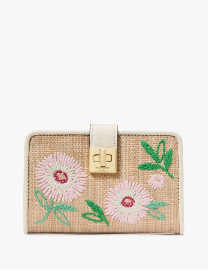 KATE SPADE Phoebe Straw Turnlock Medium Wallet