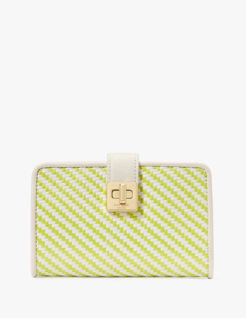 KATE SPADE Phoebe Straw Turnlock Medium Wallet