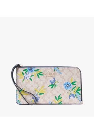 KATE SPADE Lucy Spade Flower Floral Medium L-Zip Wristlet