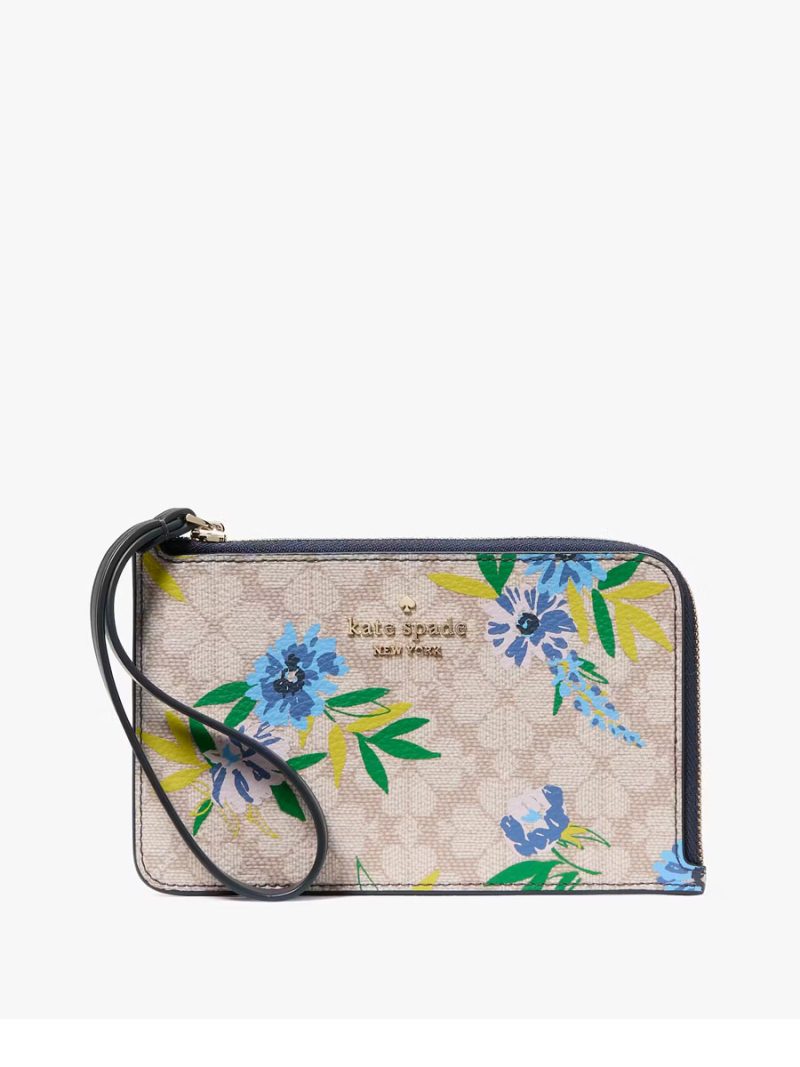 KATE SPADE Lucy Spade Flower Floral Small L-zip Wristlet