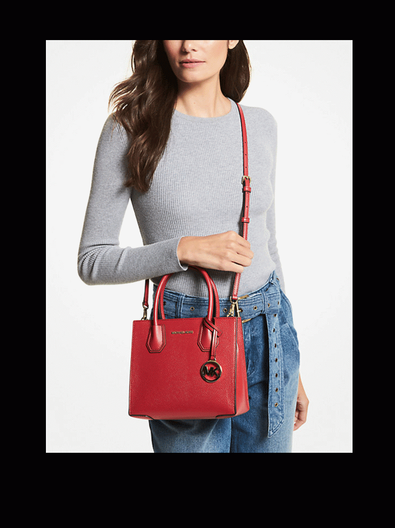 MICHAEL Michael Kors Mercer Medium Pebbled Leather Crossbody Bag - Image 3