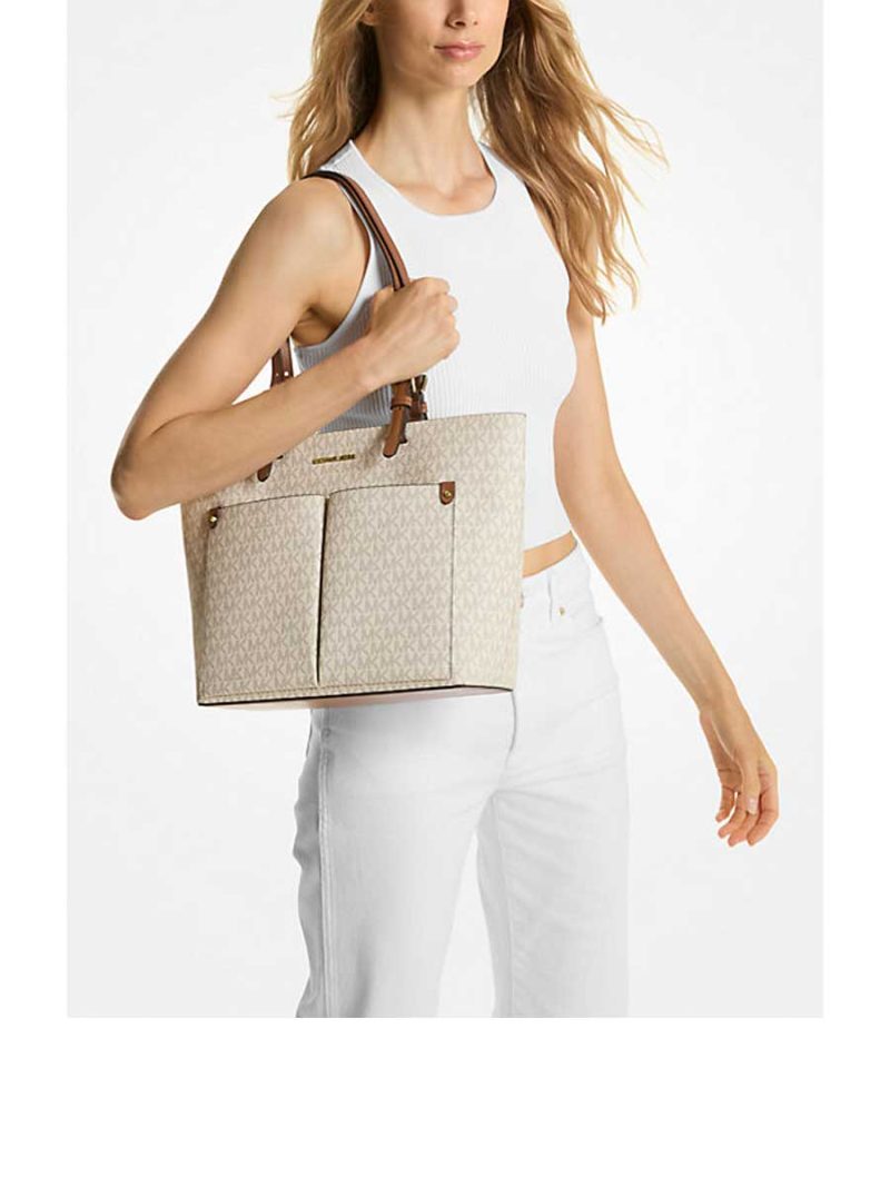 MICHAEL Michael Kors Jet Set Medium Logo Pocket Tote Bag - Image 3