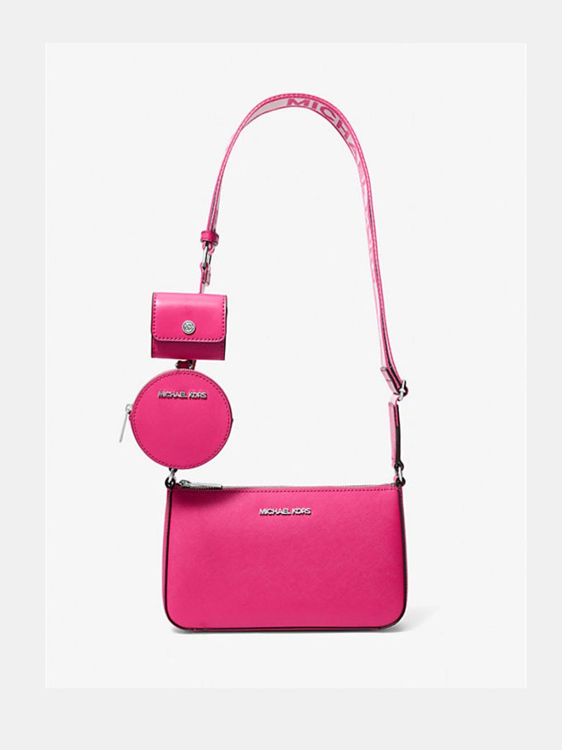 MICHAEL Michael Kors Jet Set Small Saffiano Leather Crossbody Bag with Case for Apple Airpods Pro
