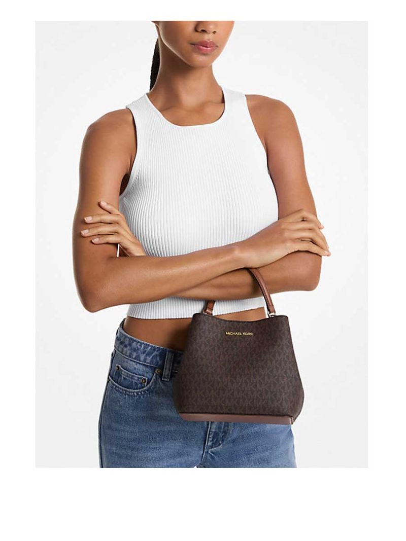 MICHAEL Michael Kors Pratt Small Signature Logo Shoulder Bag - Image 3