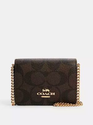 COACH Mini Wallet On A Chain In Signature Canvas