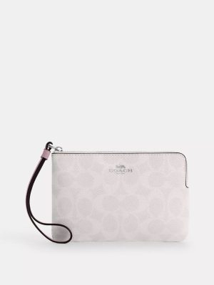 COACH Corner Zip Wristlet In Signature Canvas