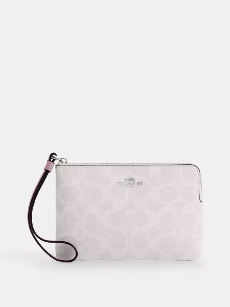 COACH Corner Zip Wristlet In Signature Canvas