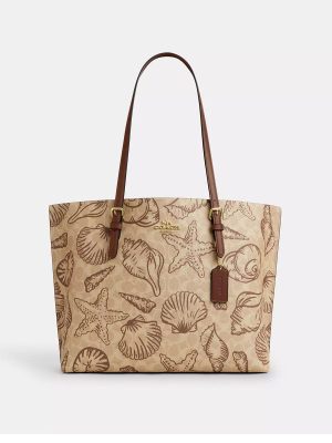 COACH Mollie Tote Bag In Signature Canvas With Shell Print