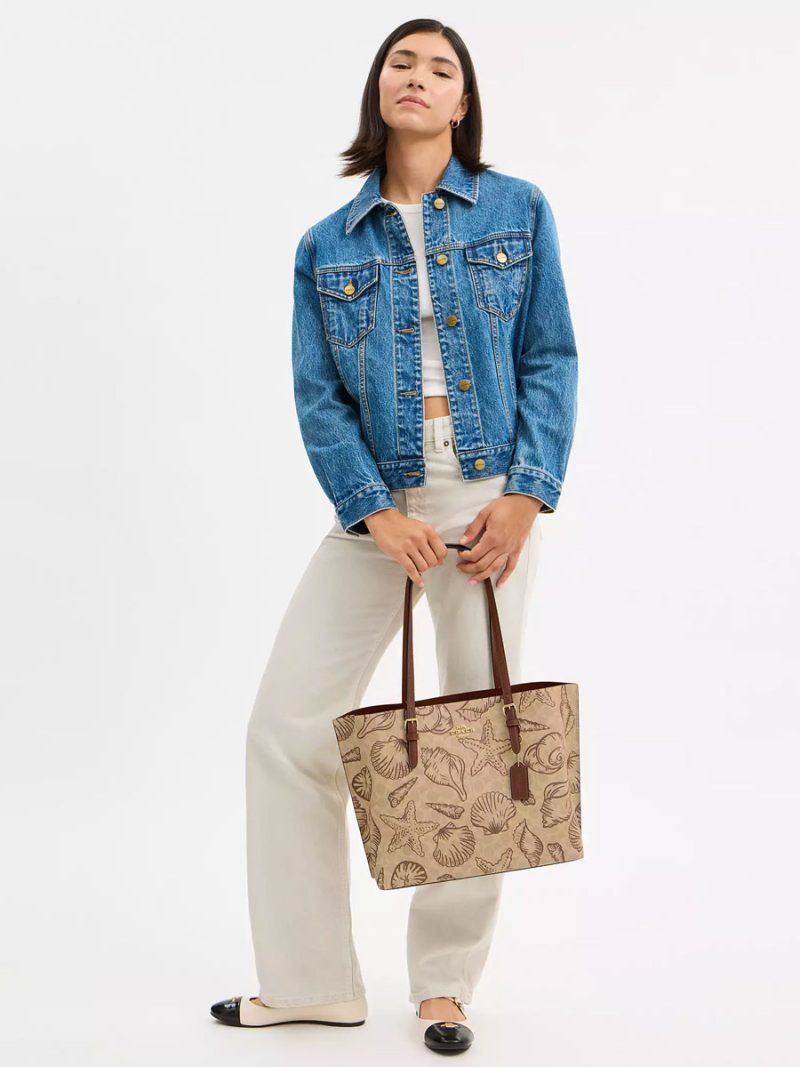 COACH Mollie Tote Bag In Signature Canvas With Shell Print - Image 6