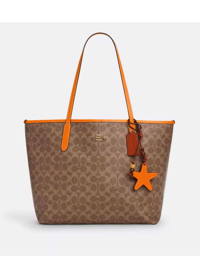 COACH City Tote Bag In Signature Canvas With Star Charm