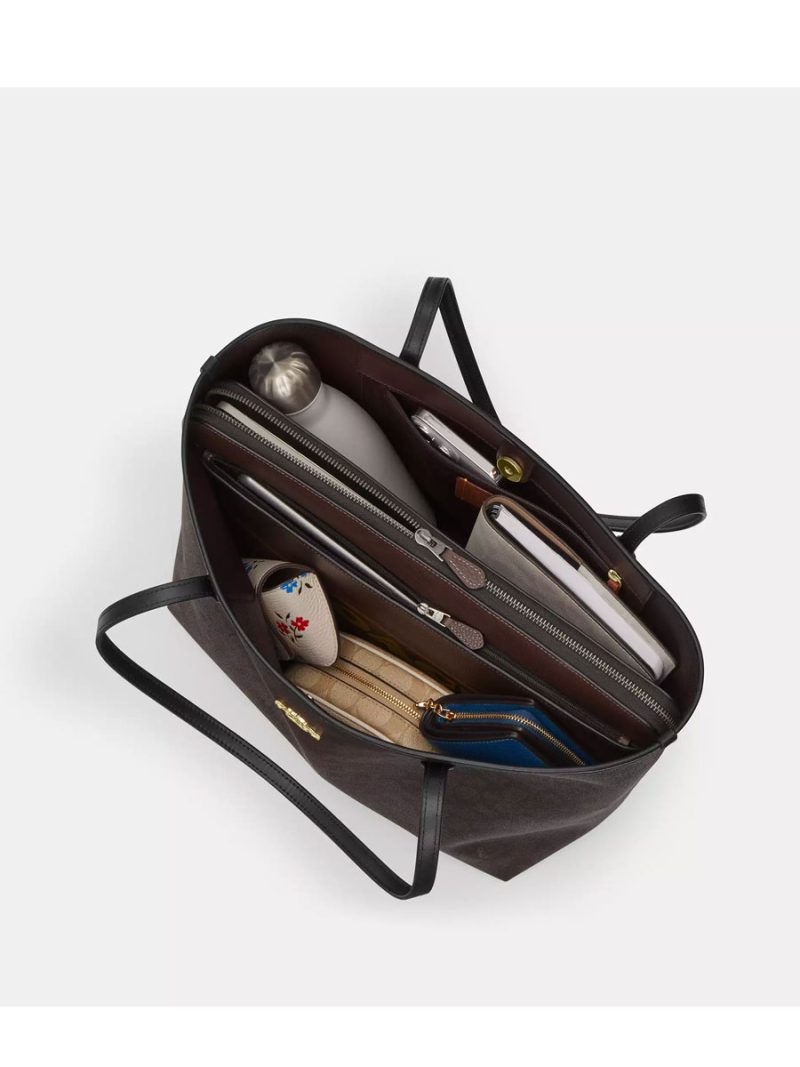 COACH City Tote Bag In Signature Canvas With Star Charm - Image 2