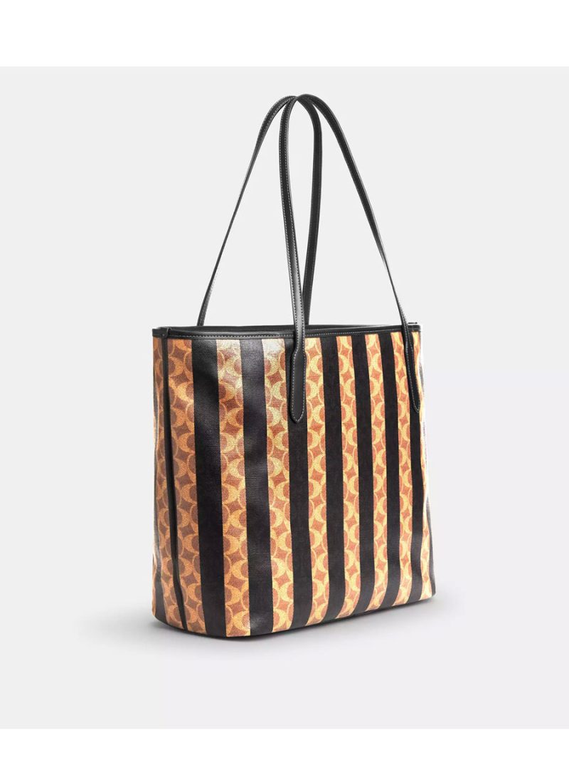 COACH Large City Tote Bag In Signature Canvas With Stripe - Image 4
