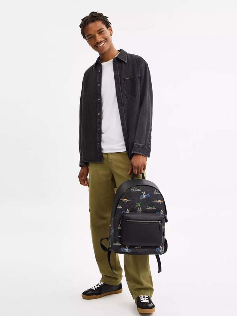 COACH West Backpack In Signature Canvas With Surf Print - Image 5