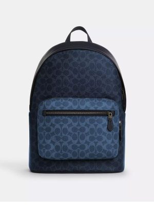 COACH West Backpack In Blocked Signature Canvas