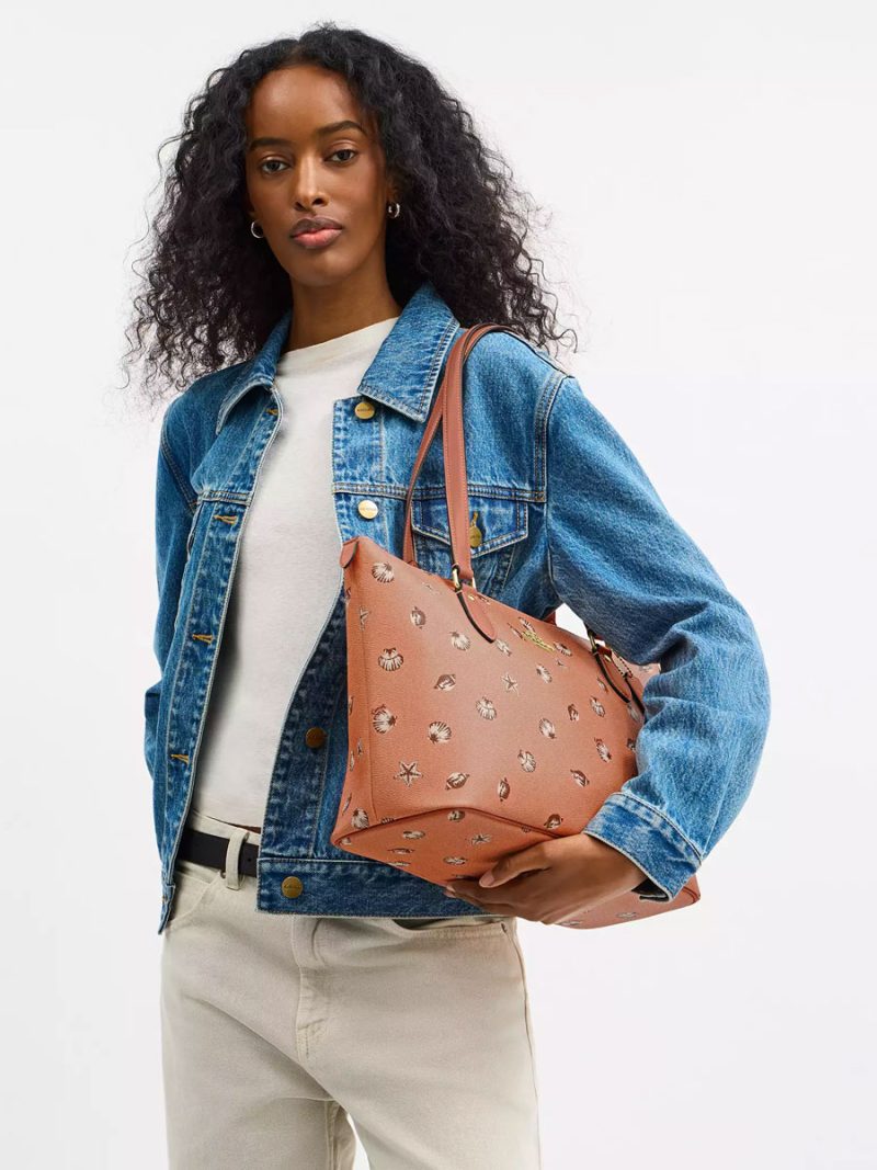 COACH Gallery Tote Bag With Shell Print - Image 5