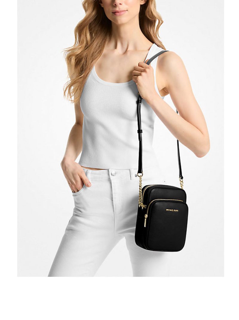 MICHAEL Michael Kors Jet Set Travel Medium Pebbled Leather Crossbody Bag - Image 3