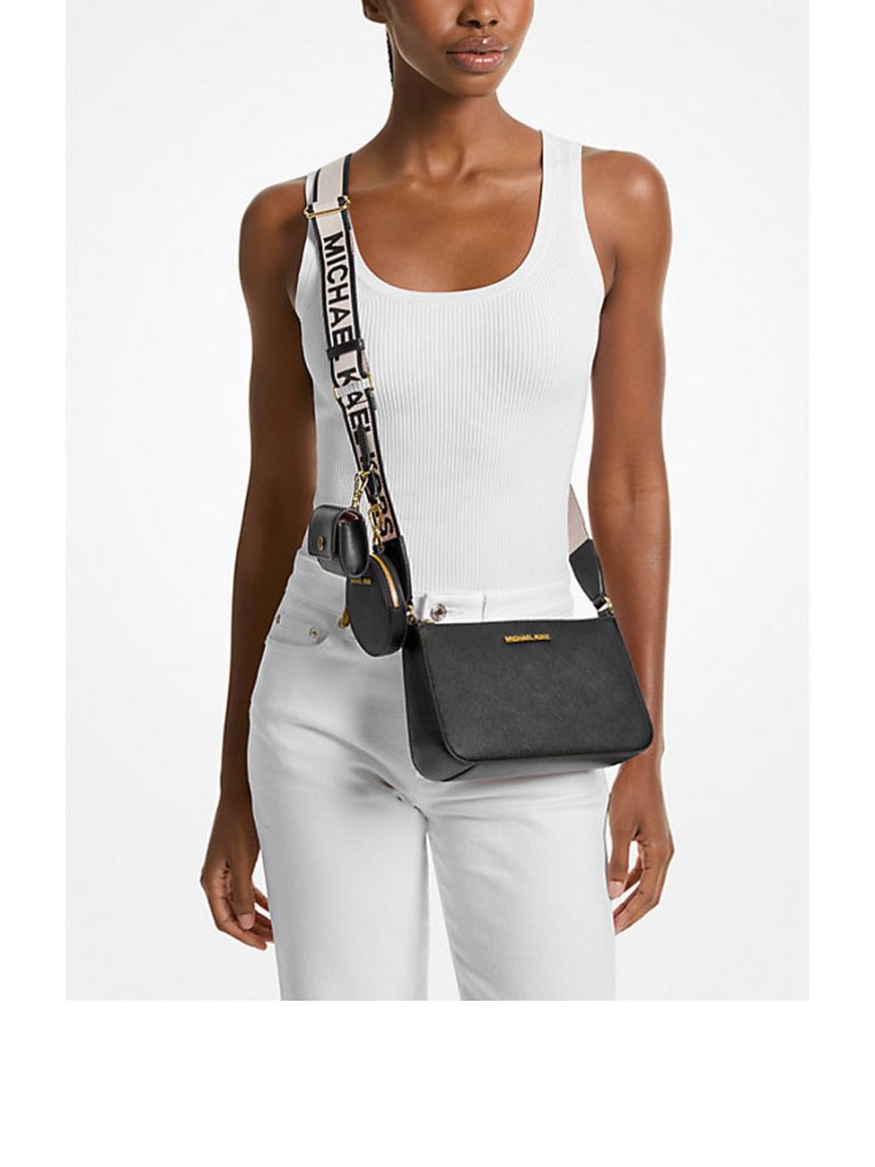 MICHAEL Michael Kors Jet Set Saffiano Leather Crossbody Bag with Case for Apple Airpods Pro® - Image 4