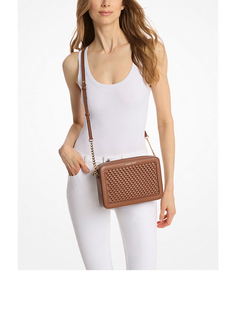 MICHAEL Michael Kors Jet Set Large Woven Crossbody Bag - Image 3