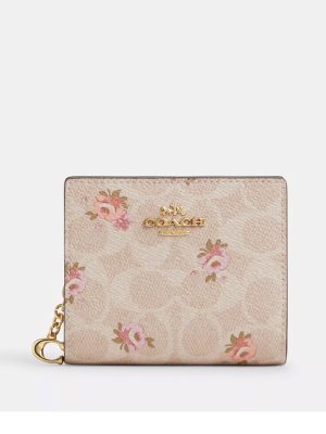 COACH Snap Wallet In Signature Canvas With Floral Print