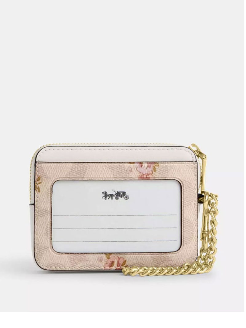 COACH Zip Card Case In Signature Canvas With Floral Print - Image 3