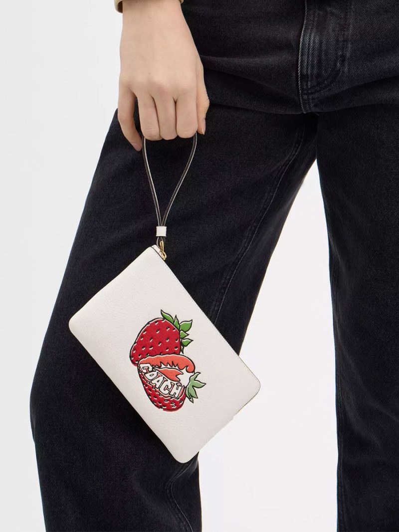 COACH Large Corner Zip Wristlet With Strawberry Graphic - Image 4