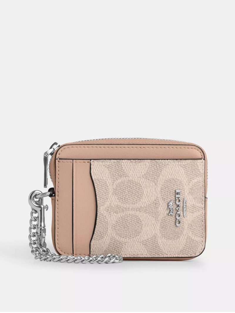 COACH Zip Card Case In Signature Canvas