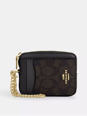 COACH Zip Card Case In Signature Canvas