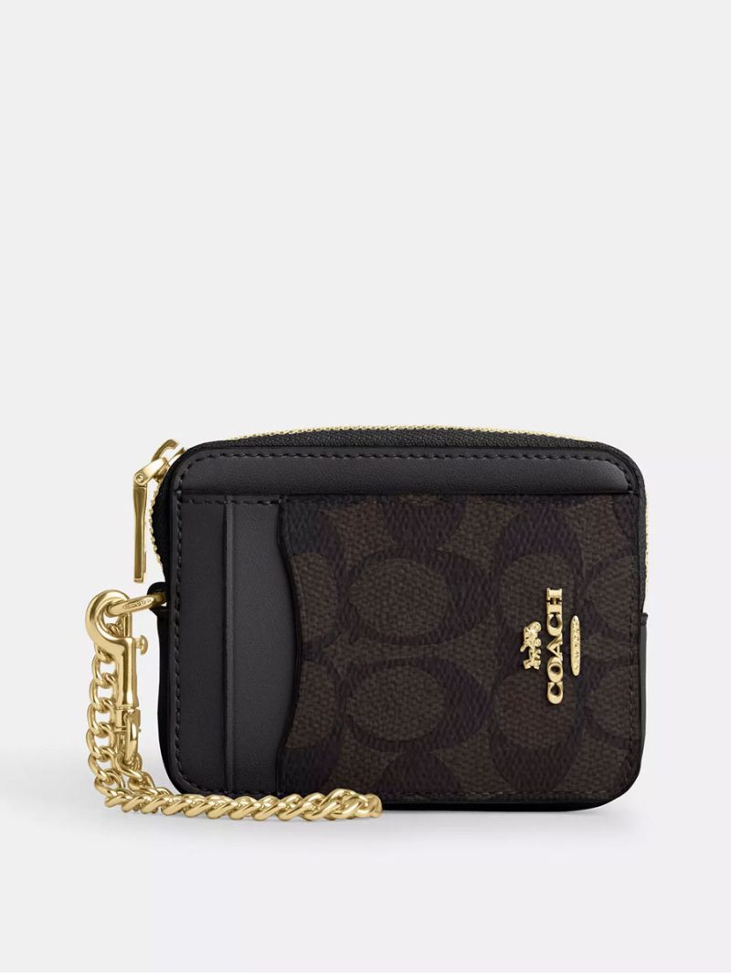 COACH Zip Card Case In Signature Canvas