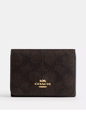 COACH Card Holder Wallet In Blocked Signature Canvas