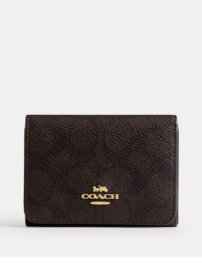 COACH Card Holder Wallet In Blocked Signature Canvas