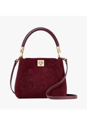 KATE SPADE Phoebe Suede Floral Applique Small Top Handle Satchel