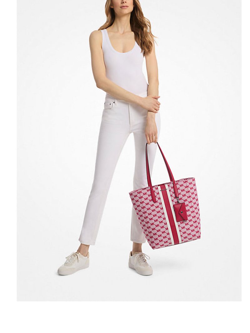 MICHAEL Michael Kors Vincent Large Logo Jacquard Tote Bag with Card Case - Image 3