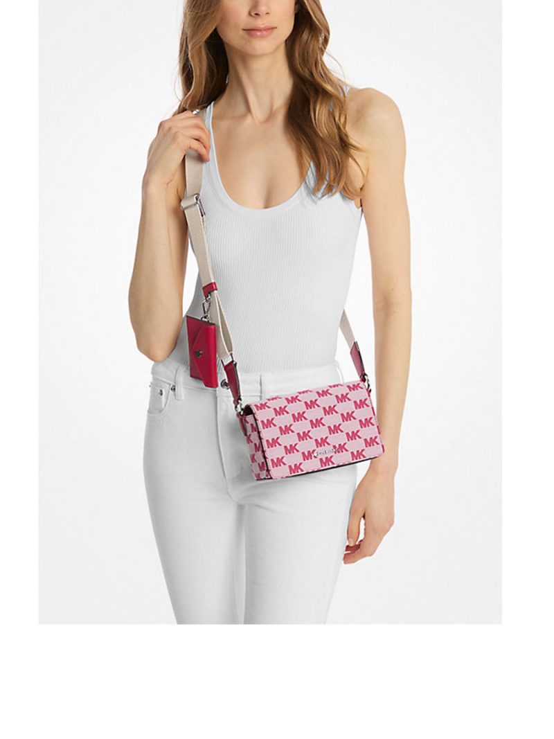 MICHAEL Michael Kors Vincent Small Logo Jacquard Crossbody Bag with Card Case - Image 3