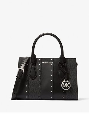 MICHAEL Michael Kors Sheila Small Studded Patchwork and Signature Logo Satchel