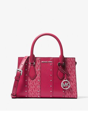 MICHAEL Michael Kors Sheila Small Studded Patchwork and Signature Logo Satchel