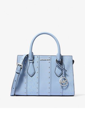 MICHAEL Michael Kors Sheila Small Studded Patchwork and Signature Logo Satchel
