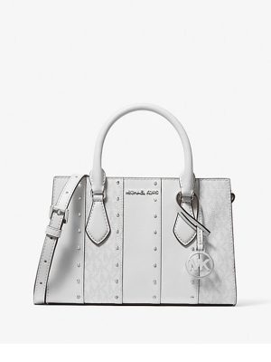 MICHAEL Michael Kors Sheila Small Studded Patchwork and Signature Logo Satchel
