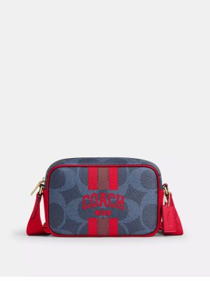 COACH Mini Jamie Camera Bag In Signature Canvas With Varsity Stripe