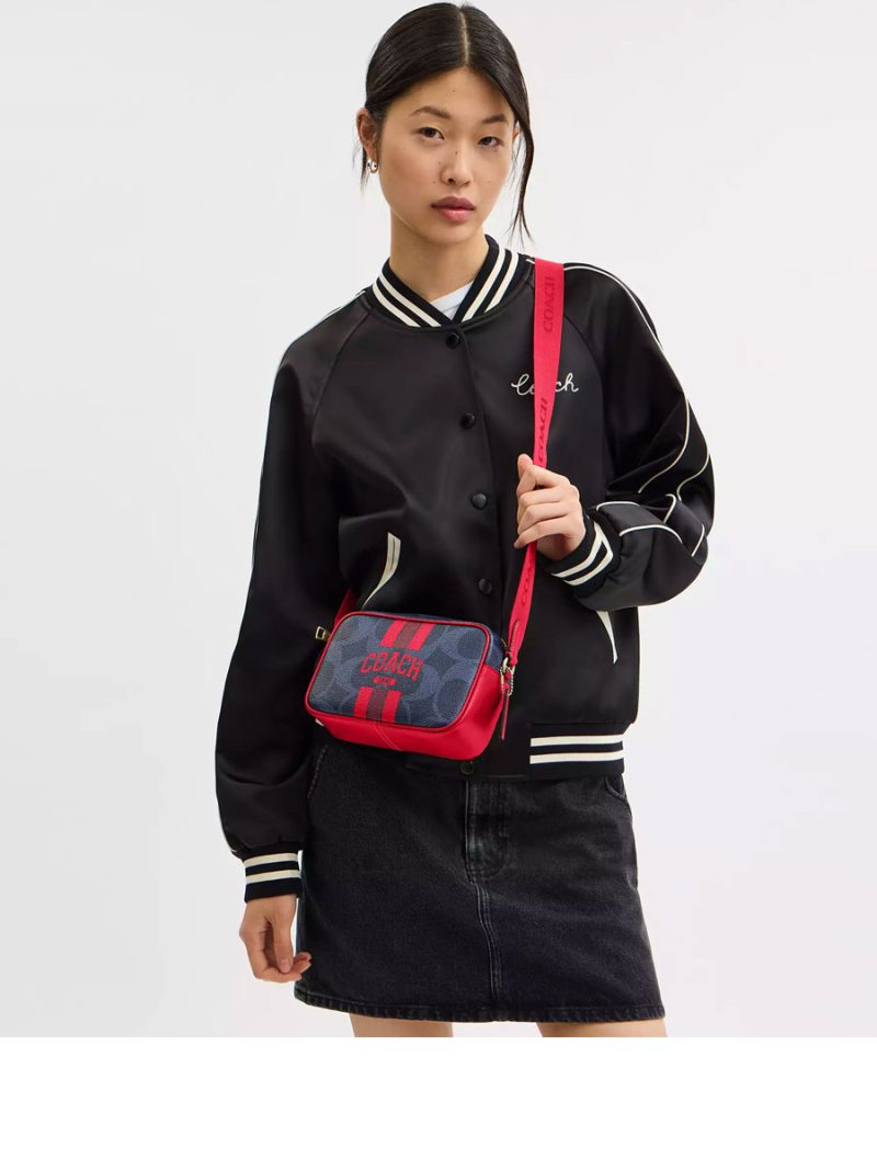 COACH Mini Jamie Camera Bag In Signature Canvas With Varsity Stripe - Image 6